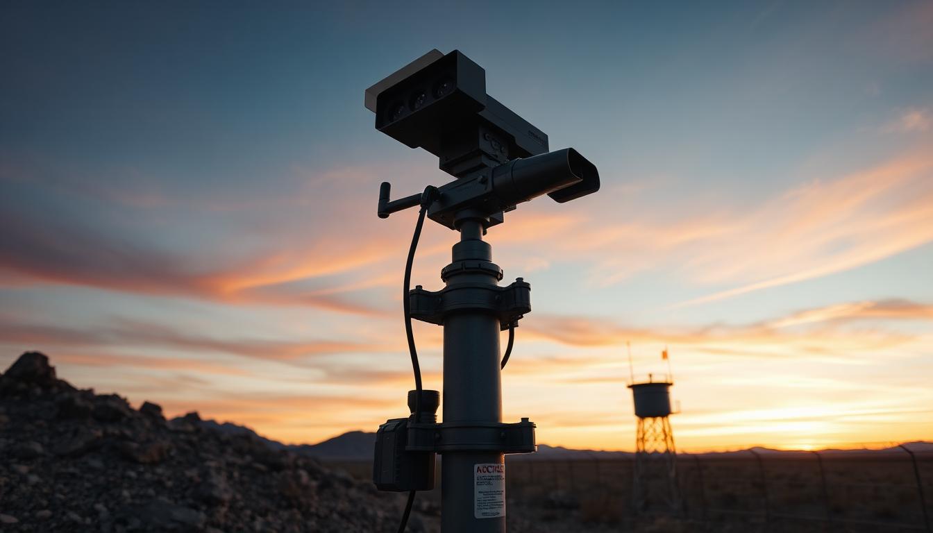 EO/IR camera and auto-tracking subsystem mounted on a surveillance mast